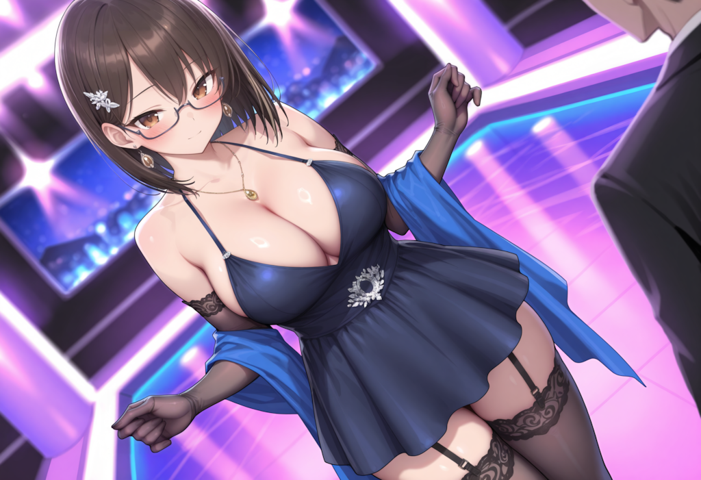 青サキュバスさん（擬態モード）・パーティドレス