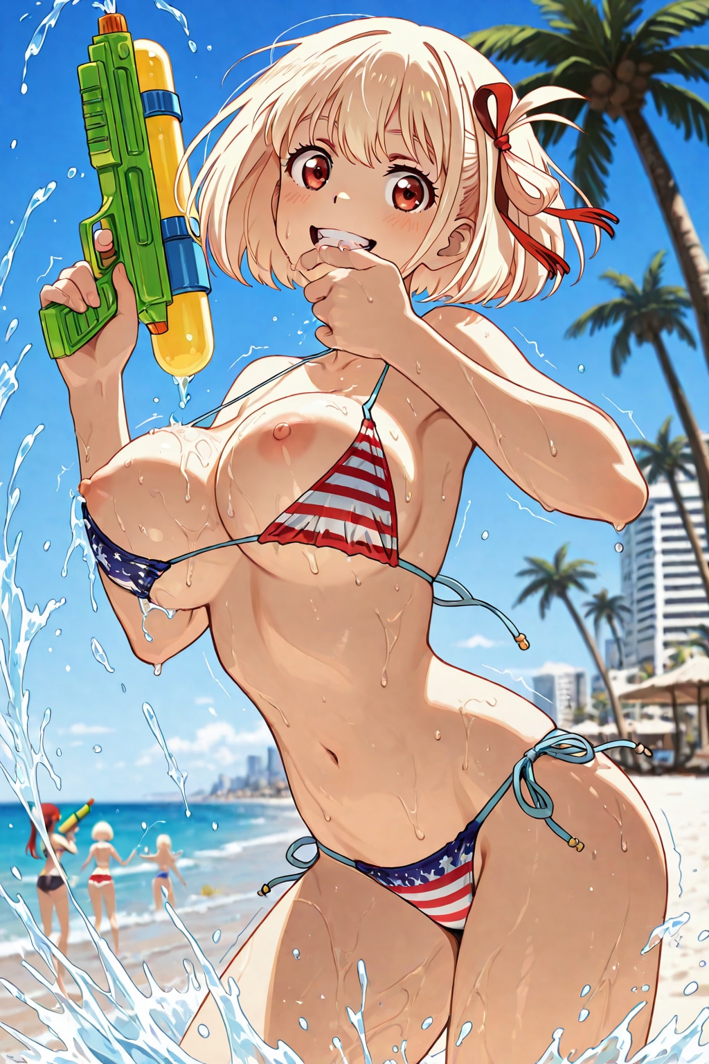 星条旗ビキニでポロリの千束🇺🇸👙🌺🔞😍❤️