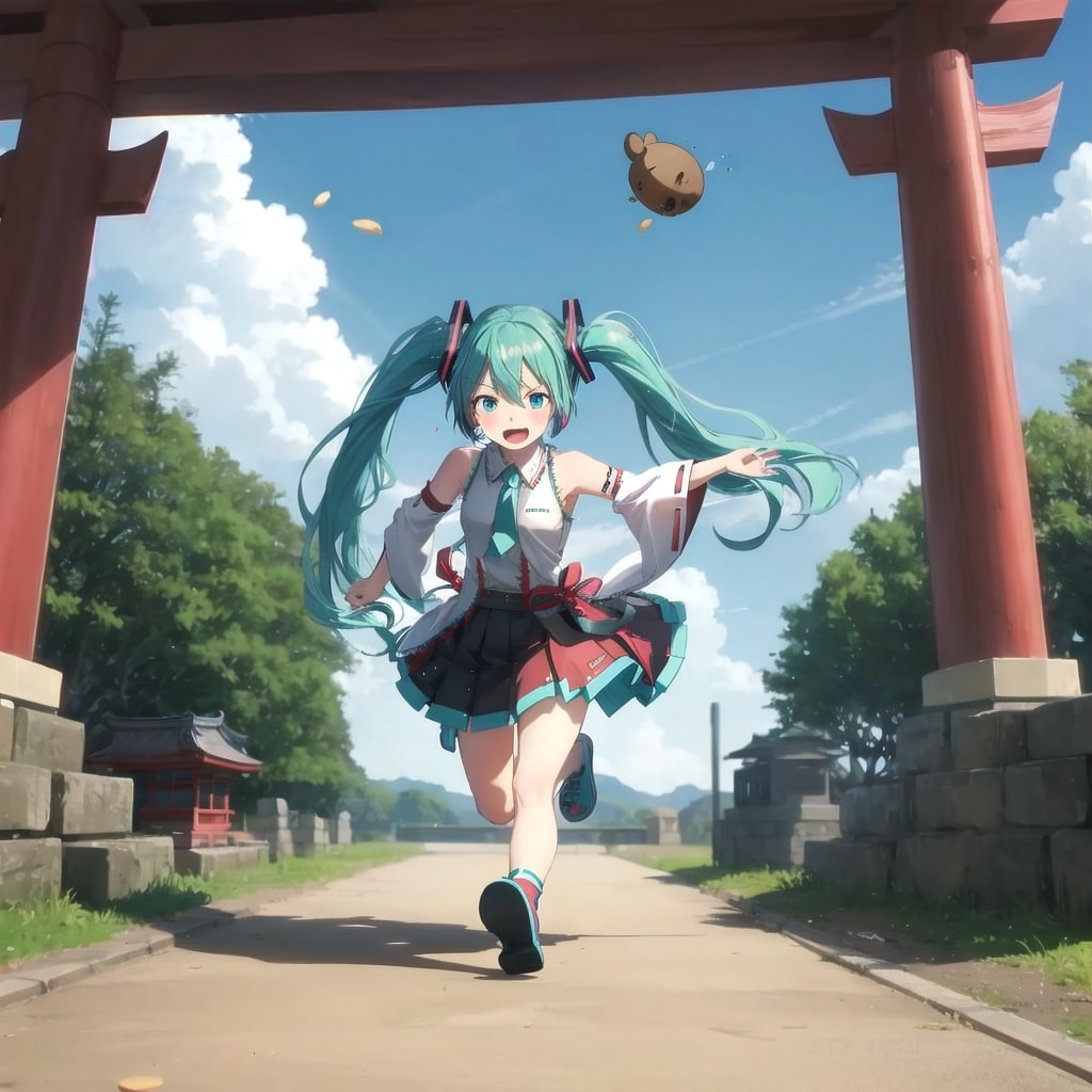 鬼は外！　じゃがいもを投げるミクさん