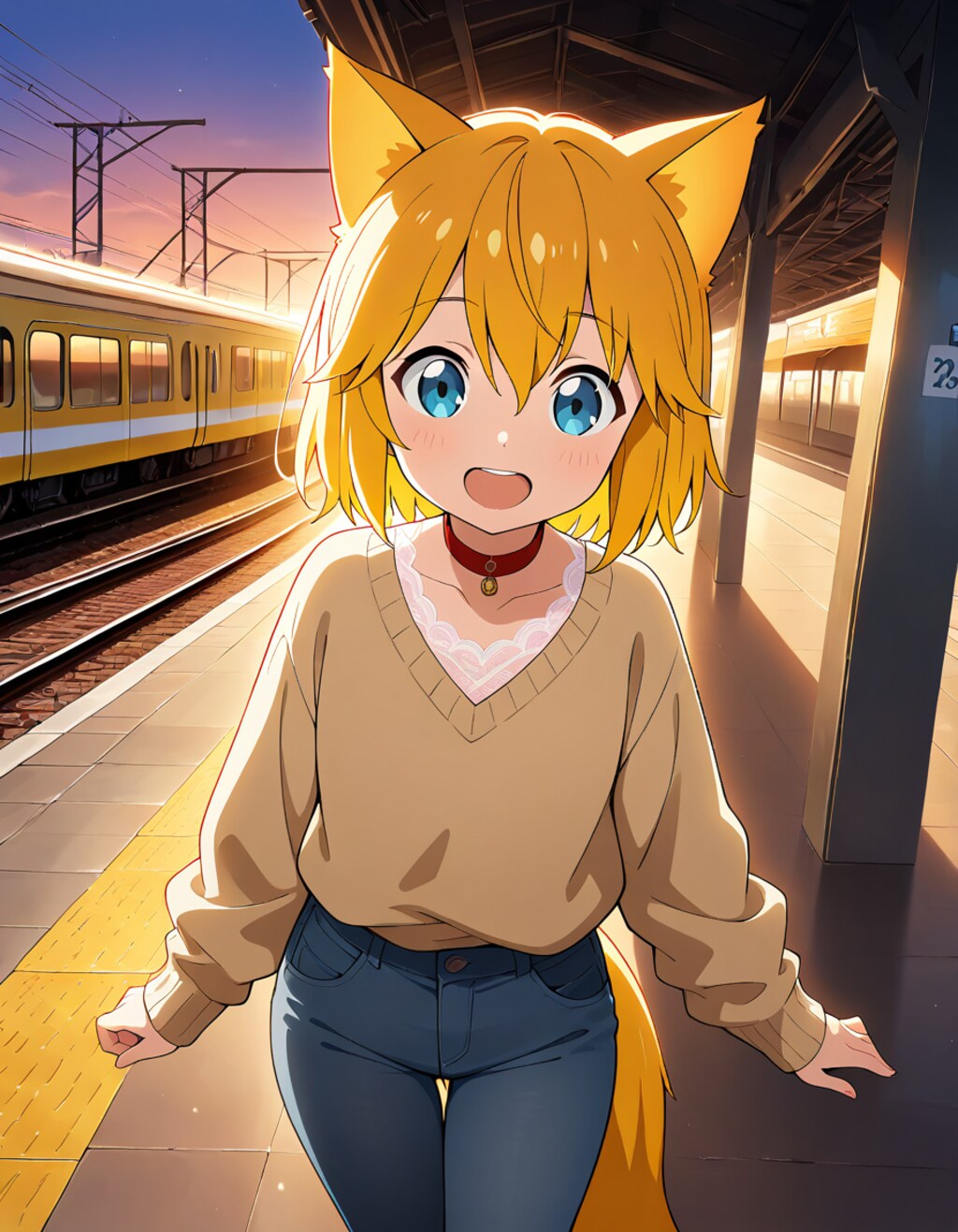 駅のホームに出没するキツネ