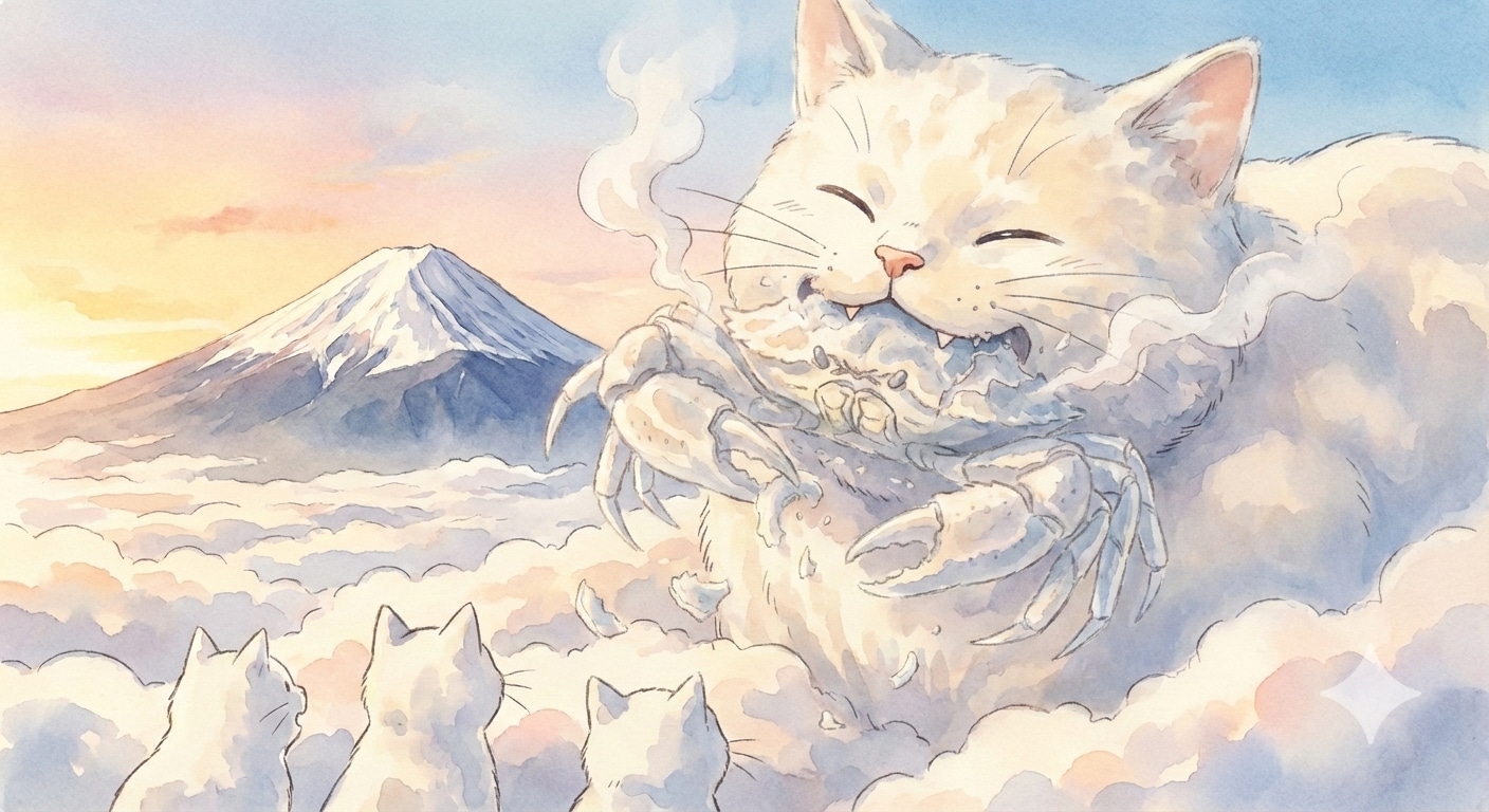くもねこさまもくもかにをくえるんだな