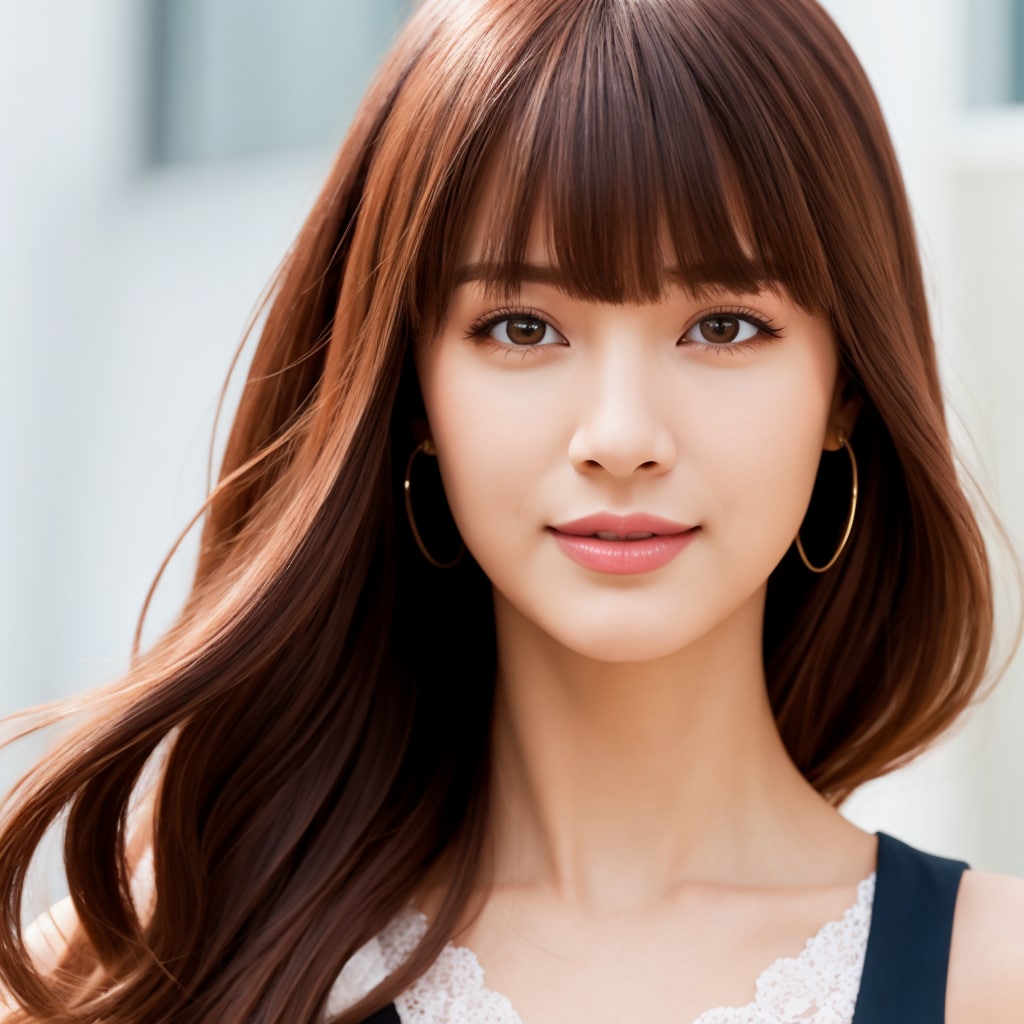 茶髪の前髪重め