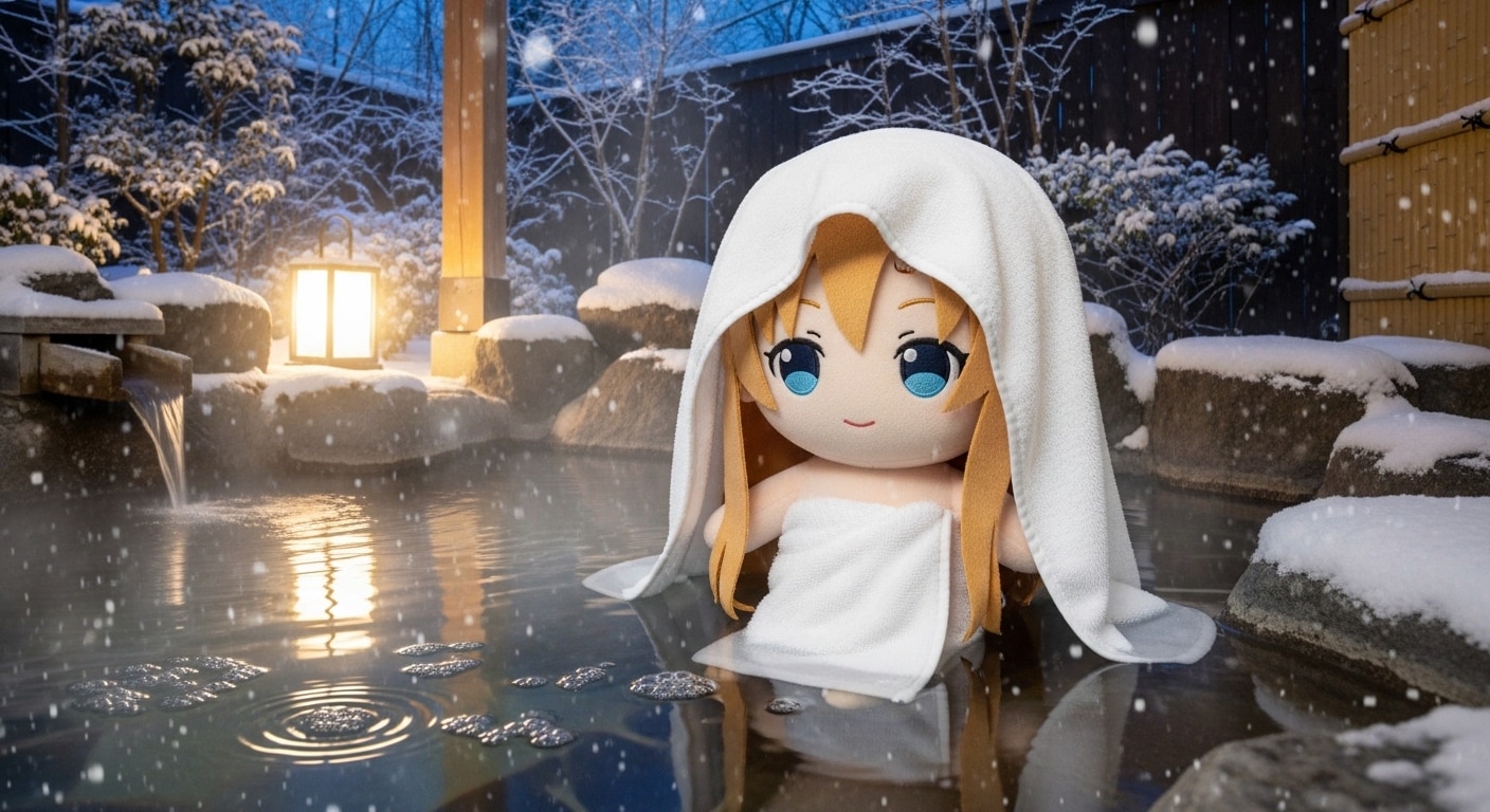雪見風呂でポカポカ♨️