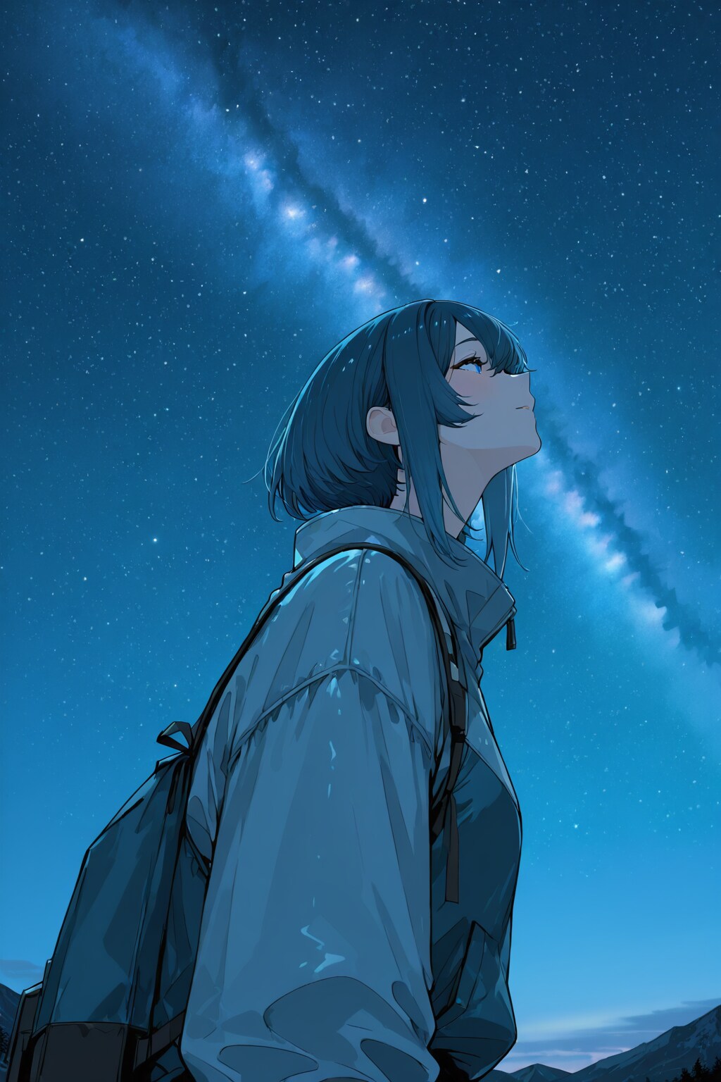 星空と山ガール