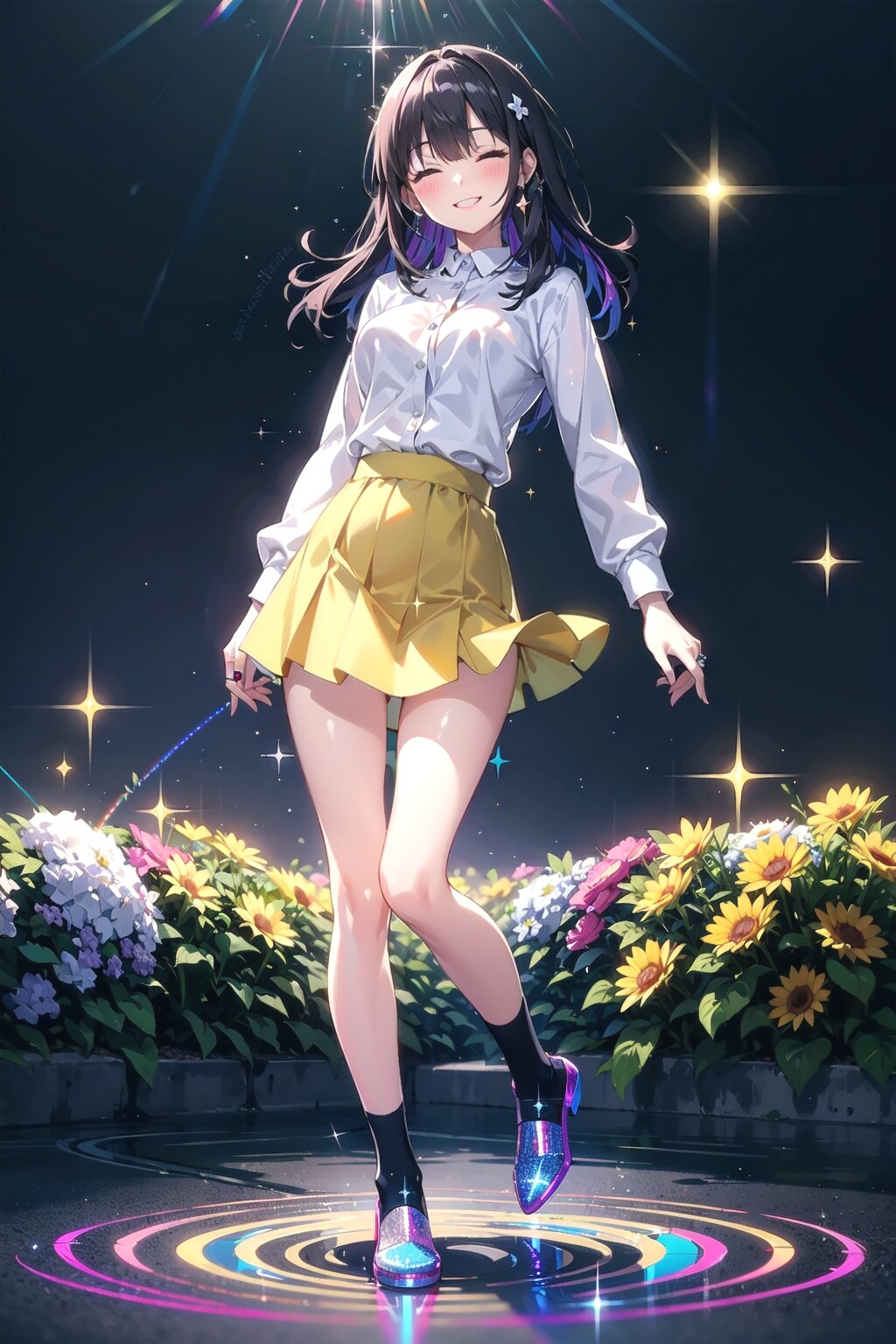虹とお花でアゲアゲ