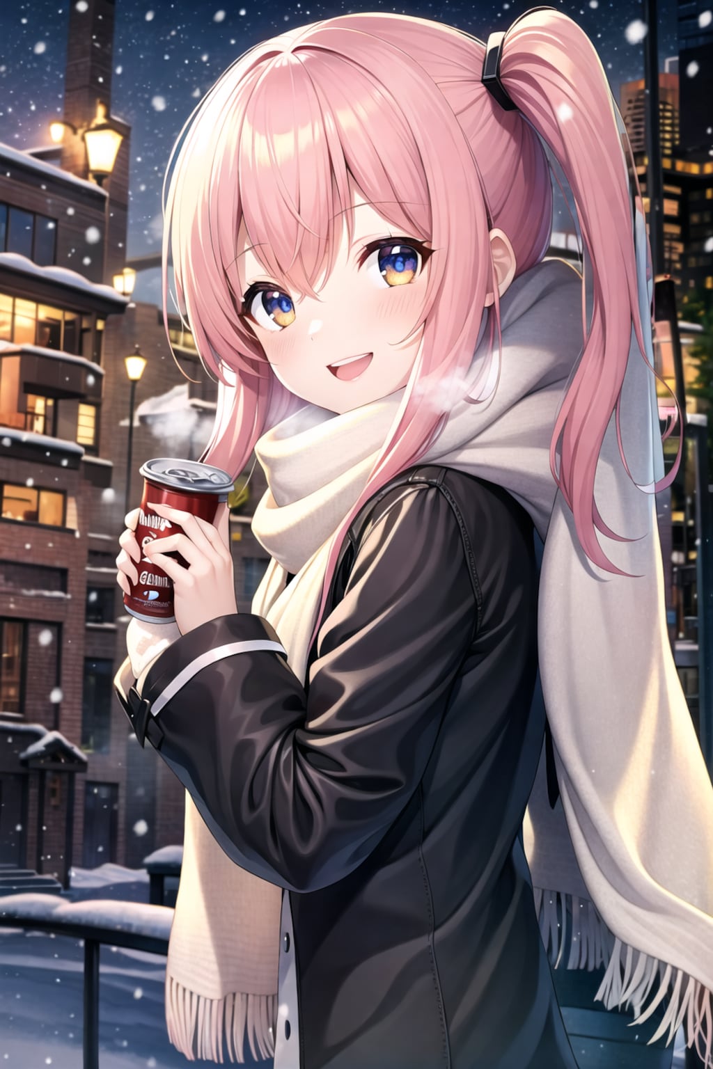 缶コーヒーを飲む彼女