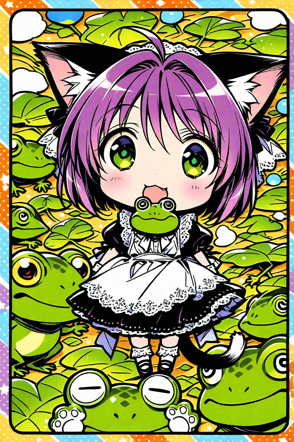 猫ちゃんとカエル