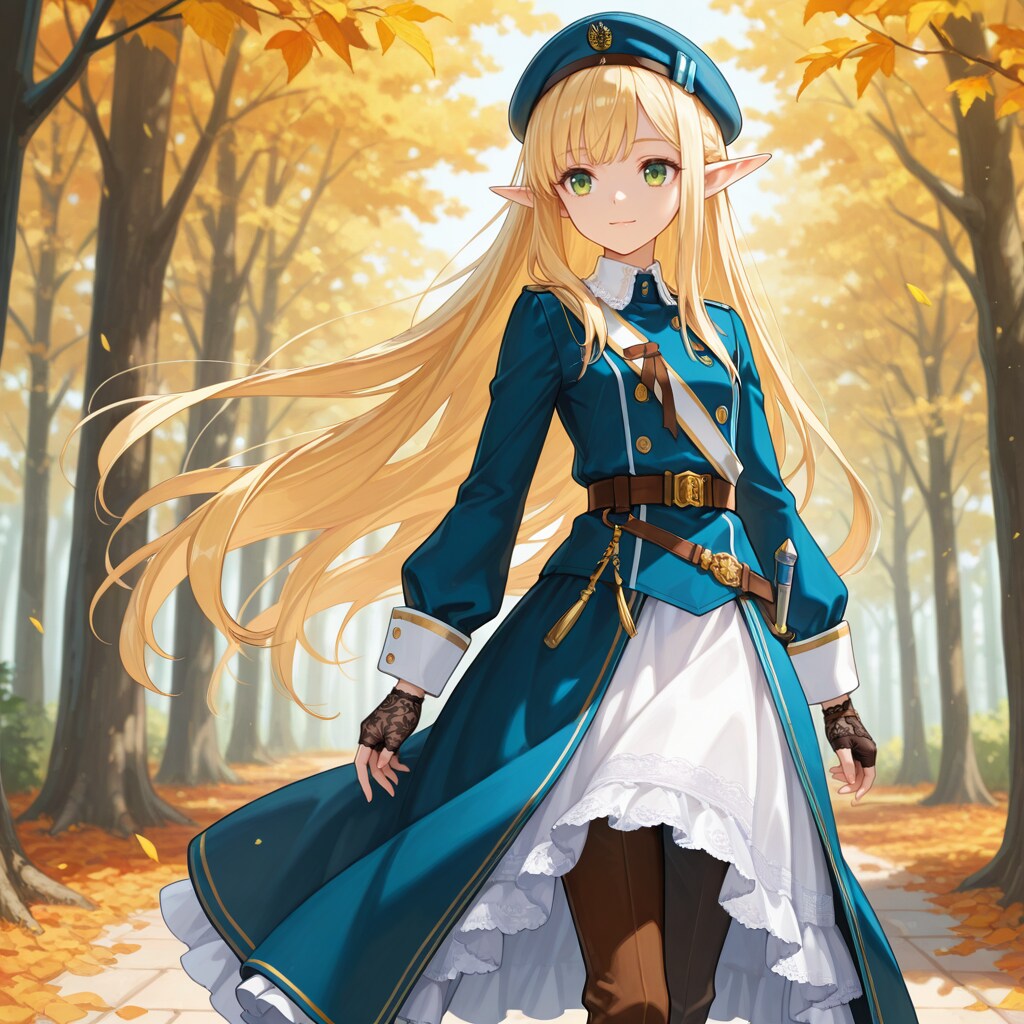 秋のファンタジー衣装とエルフ魔女さん