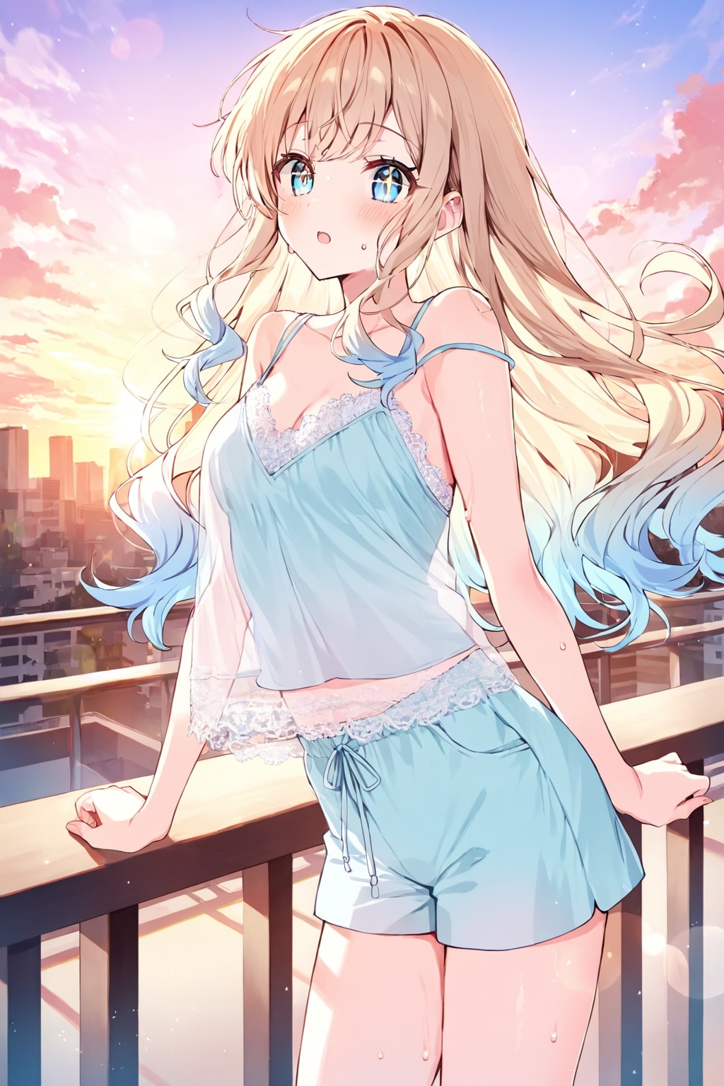 バルコニー黄昏の彼女