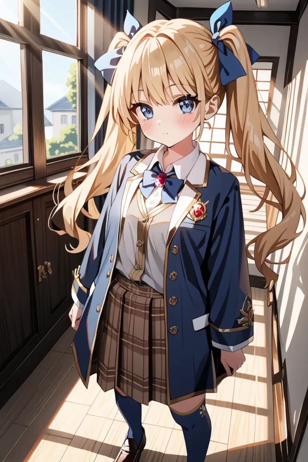 魔法学園歩く金髪ツインテ制服莉奈ちゃん♡ 元気かわいい笑顔🌞