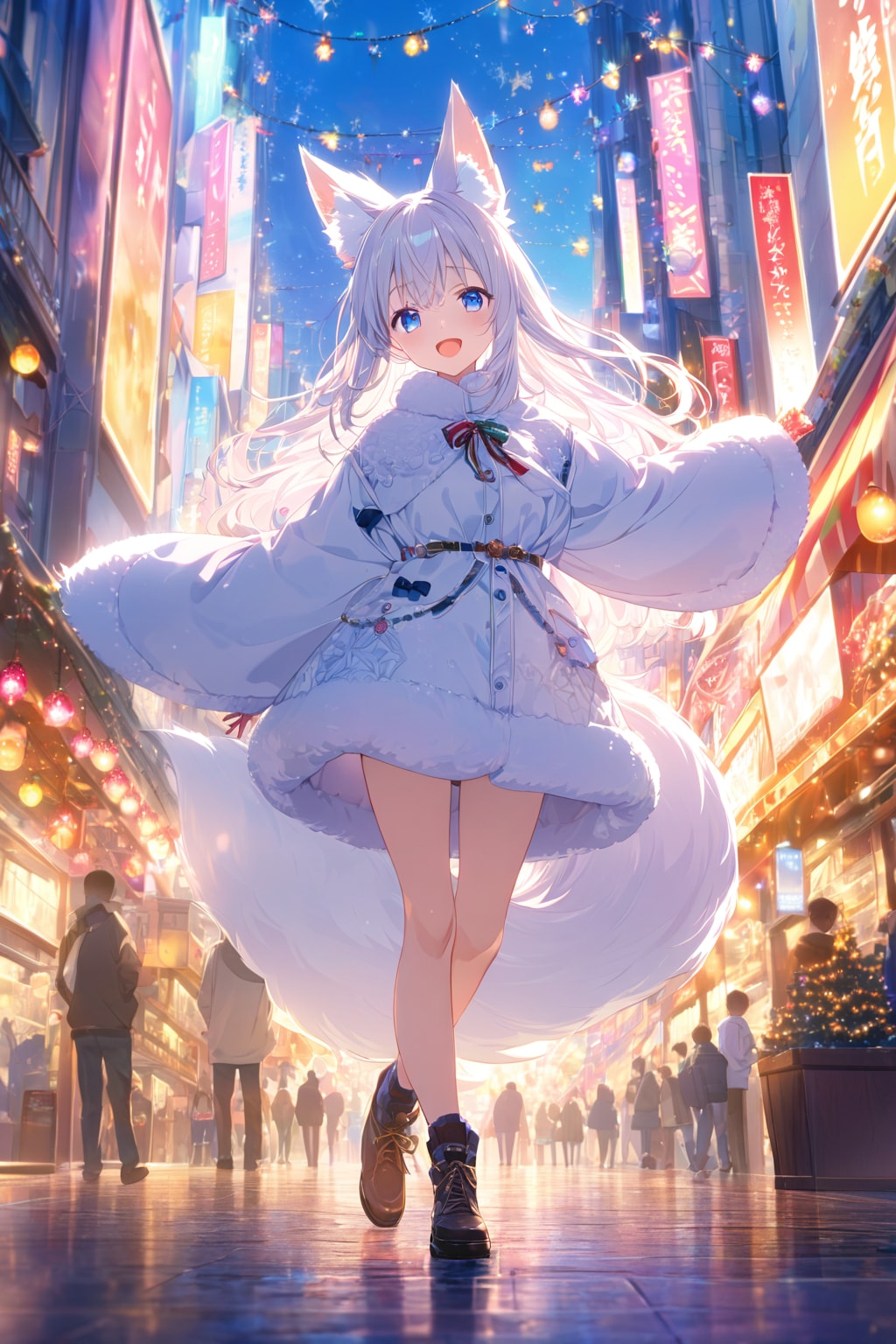 白狐ちゃんクリスマスver | の人気AIイラスト・グラビア