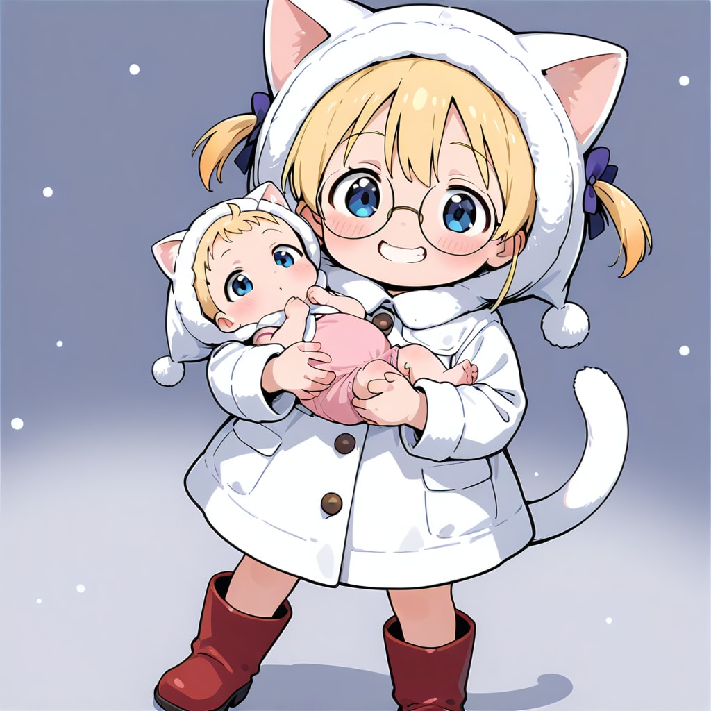 お守りをする女の子