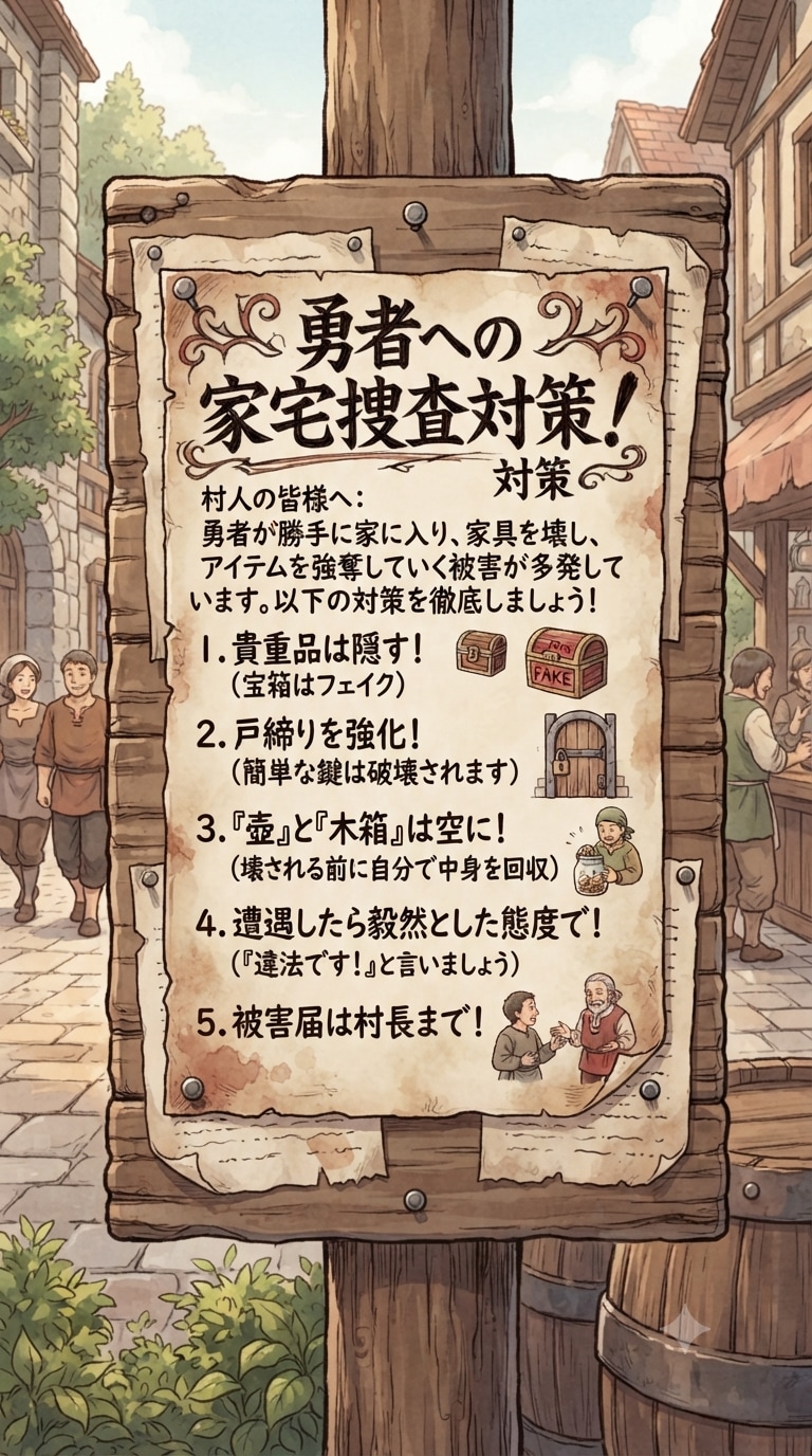 勇者対策の貼り紙
