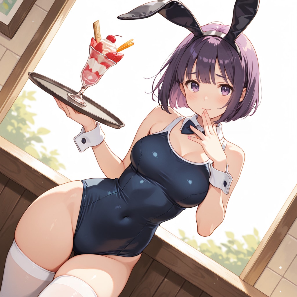 スク水バニーでウェイトレス