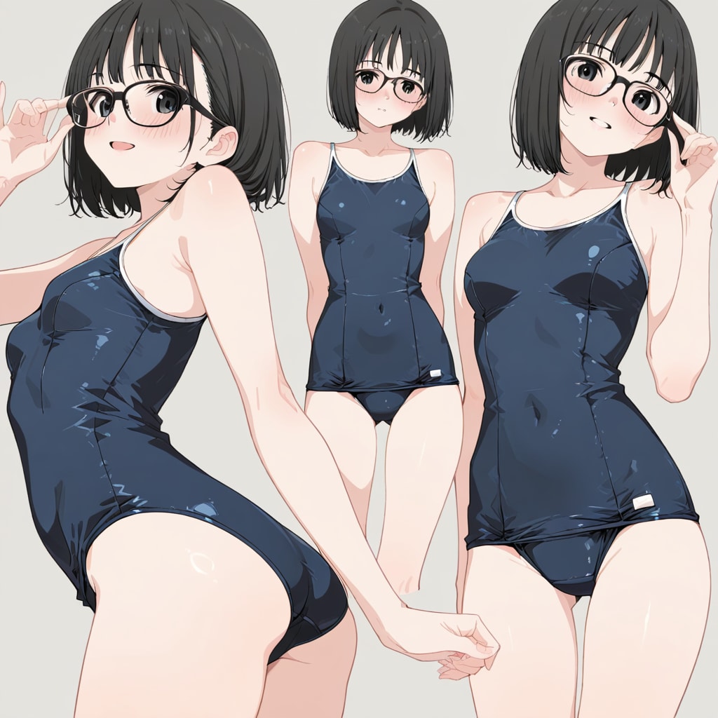 眼鏡っ娘スク水美少女