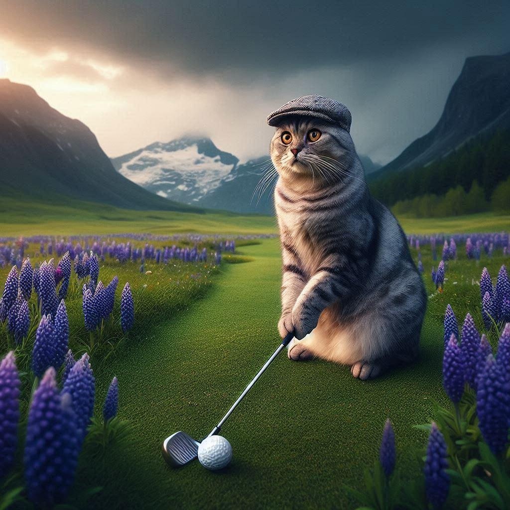 ゴルフする猫
