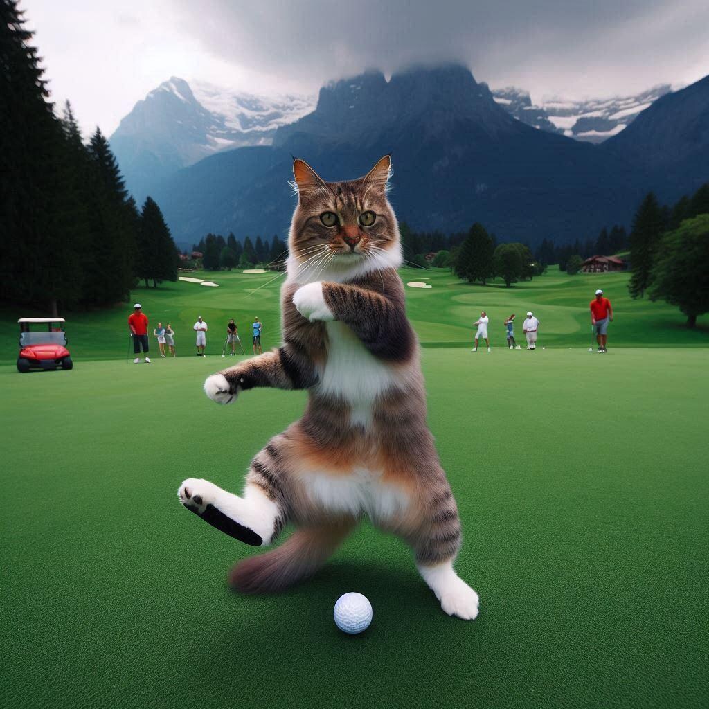 ゴルフする猫