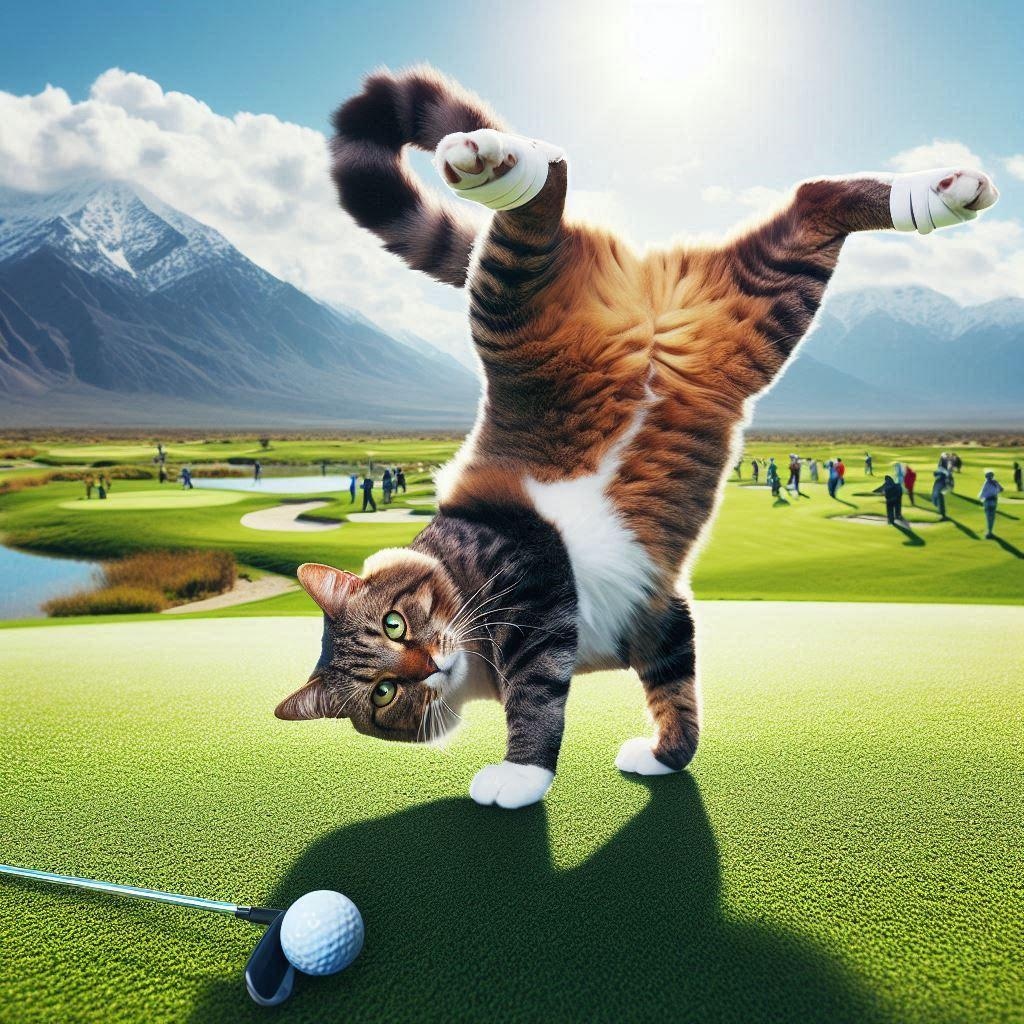 ゴルフする猫