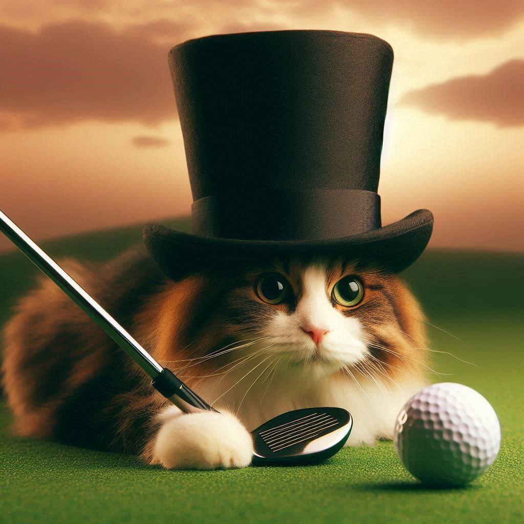 ゴルフする猫