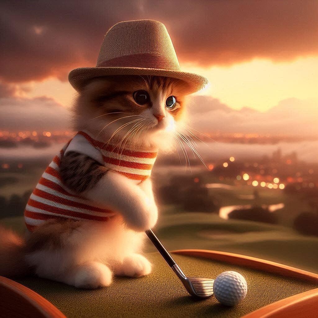 ゴルフする猫