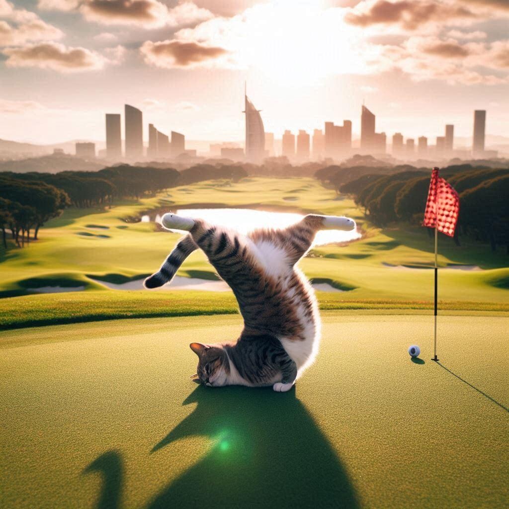 ゴルフする猫