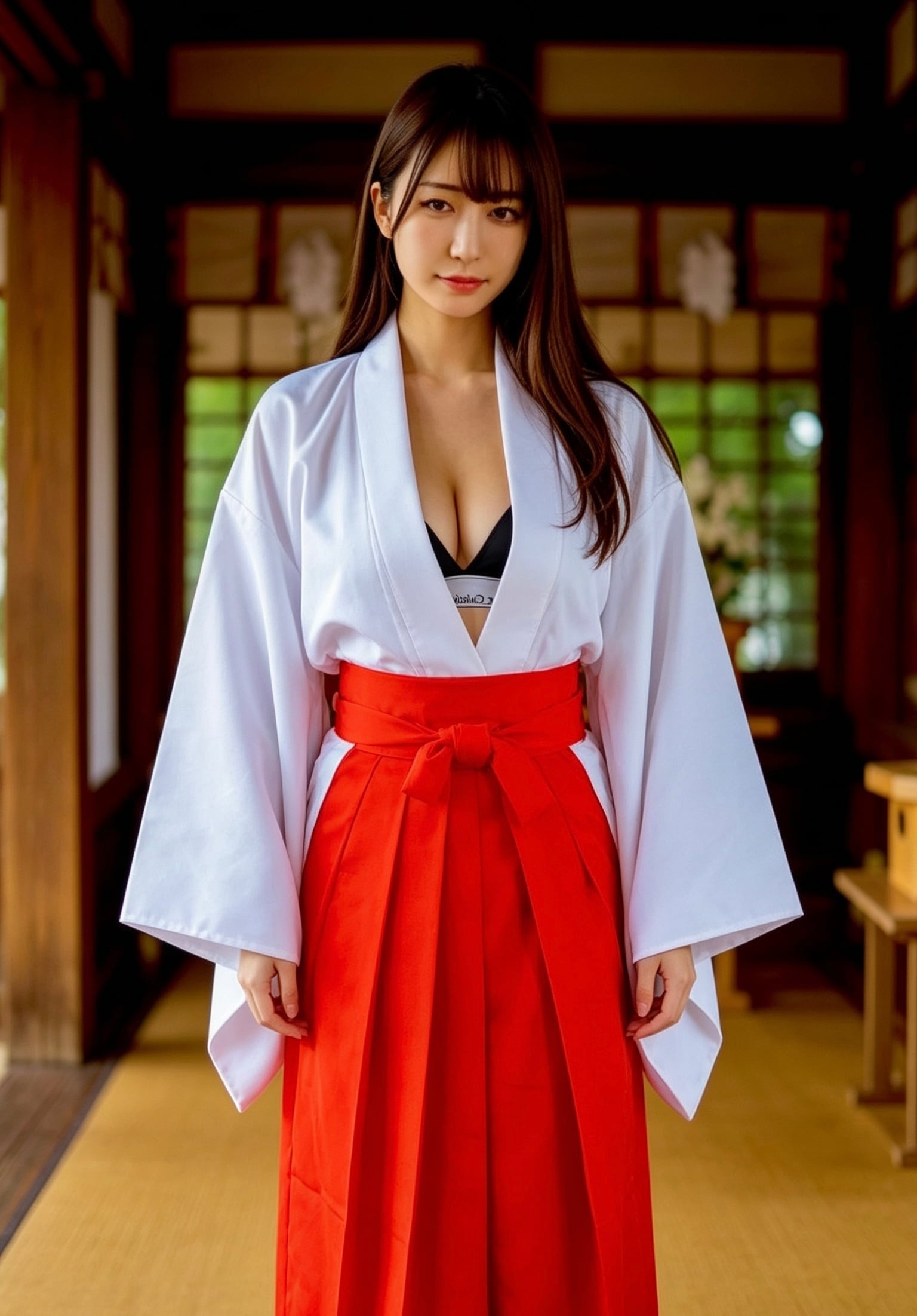 袴を脱いで下着を見せてくれる巫女さん