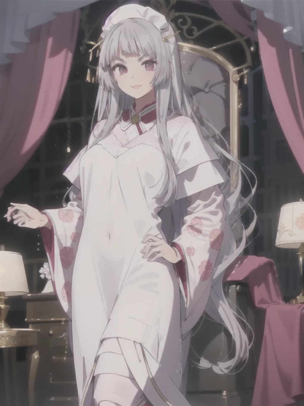 白髪ロングでメイド服の少女４