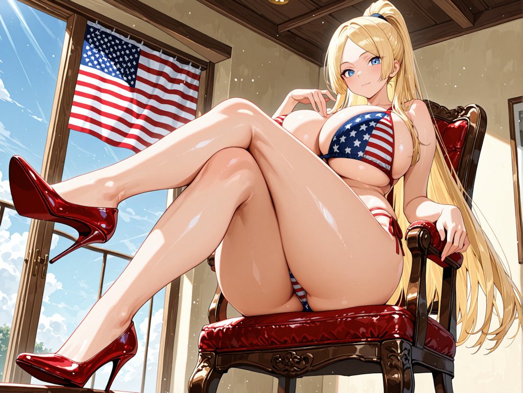 星条旗柄の下着を着たアシュリーちゃん