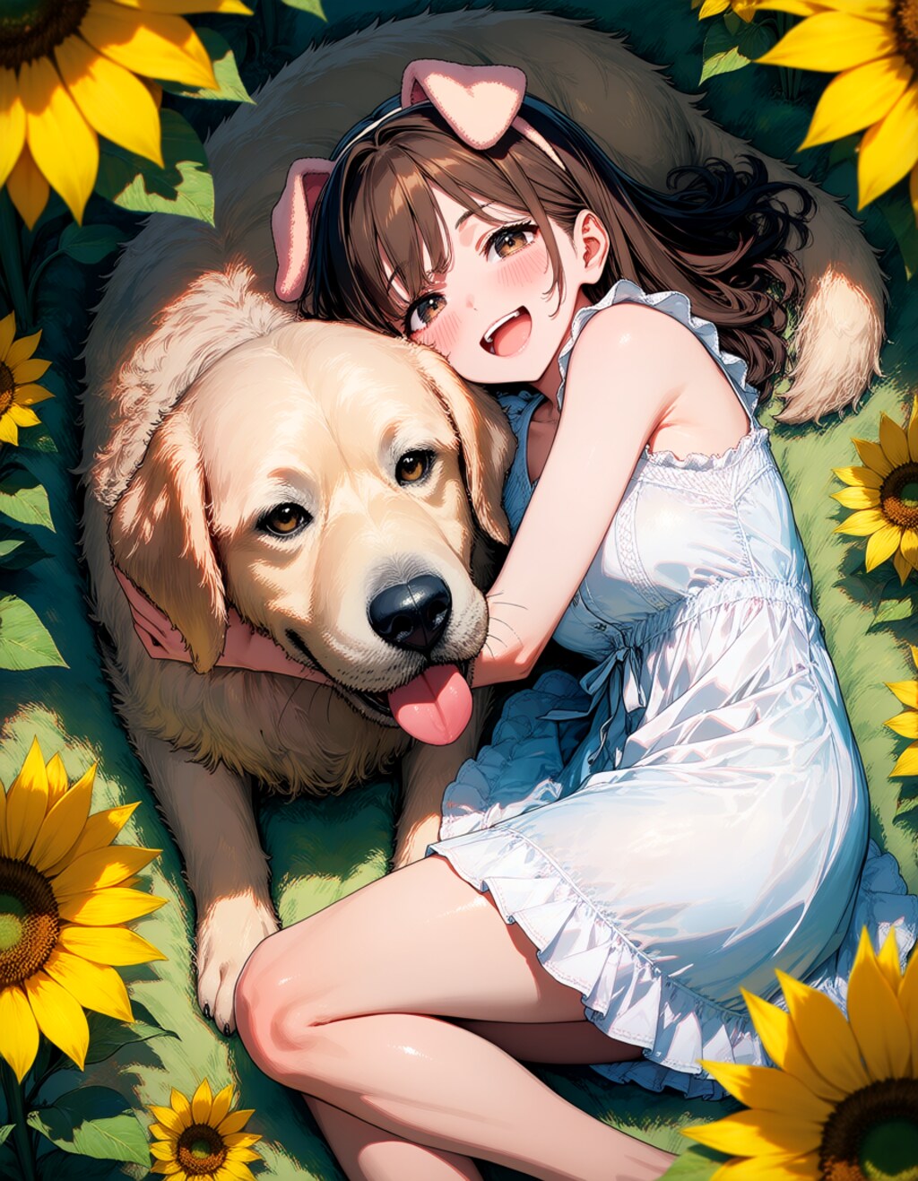 ひまわり畑でぎゅー！