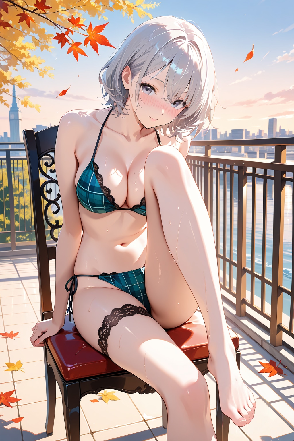 タータンチェック・ビキニ♡　透明感あふれるお姉さん