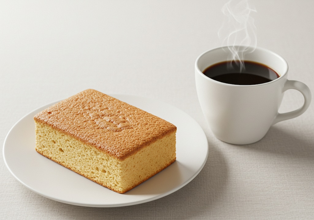 デザートの黒糖カステラと珈琲のセット