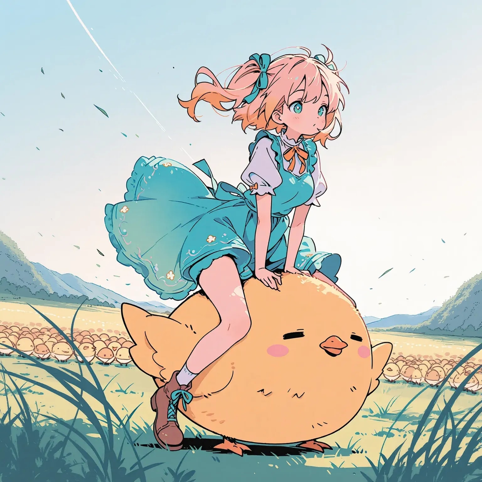 「ジャイアントピヨなら人を乗せて走れるはず！ほら😤」 | の人気AIイラスト・グラビア