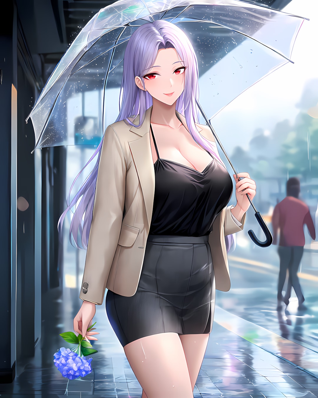 🌂傘の日！雨に佇む美しきミレナさん💜