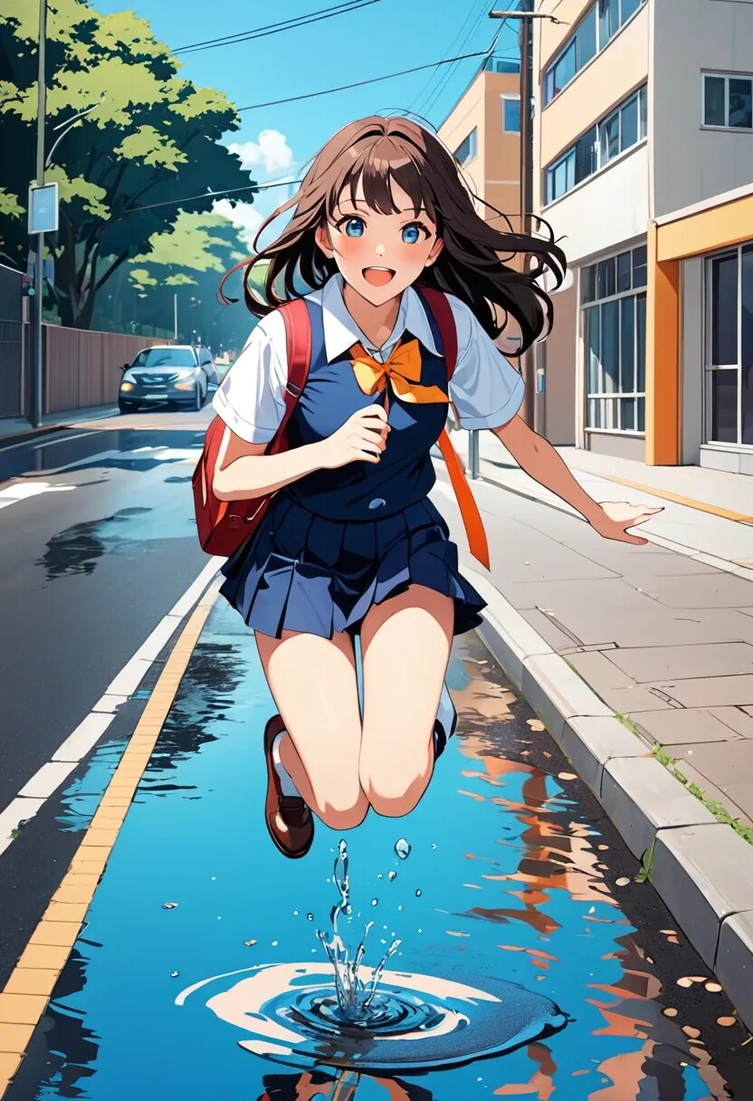 水たまりジャンプ