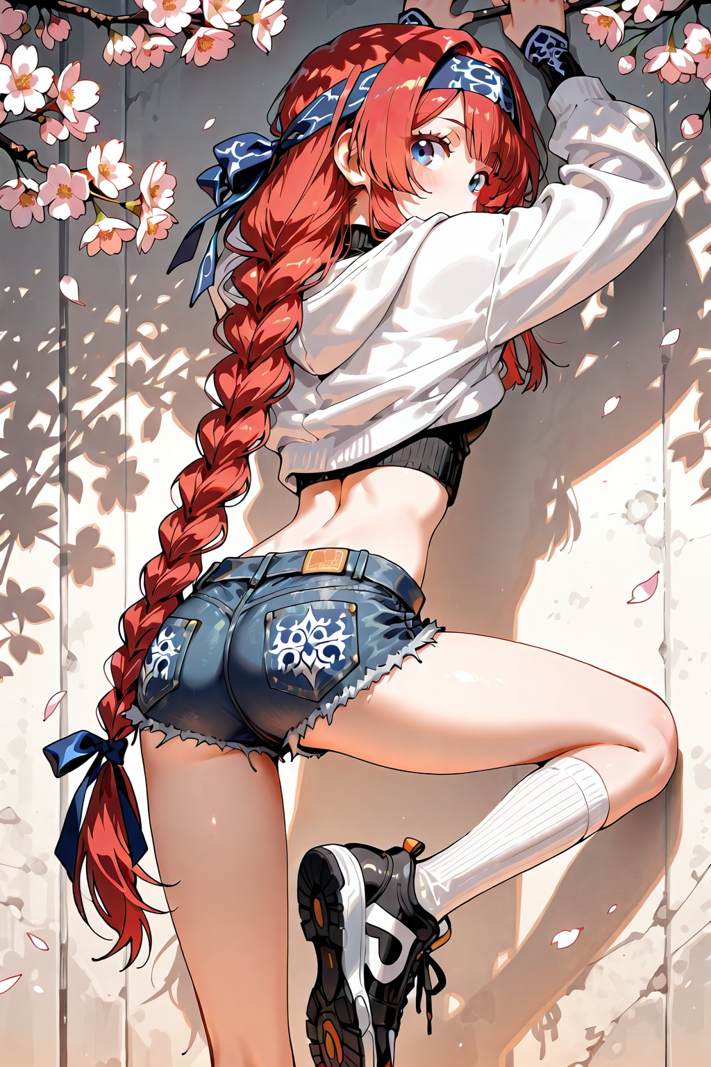 君の後ろ姿と桜の花びら | の人気AIイラスト・グラビア