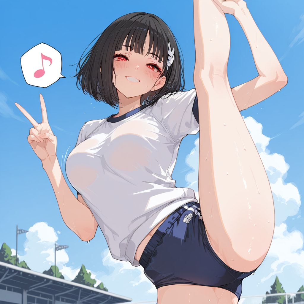 I字バランスでブルマ娘 ~ 黒髪ボブのブルマ娘１３４ ~