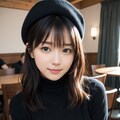 黒髪の帽子の女性 3枚目