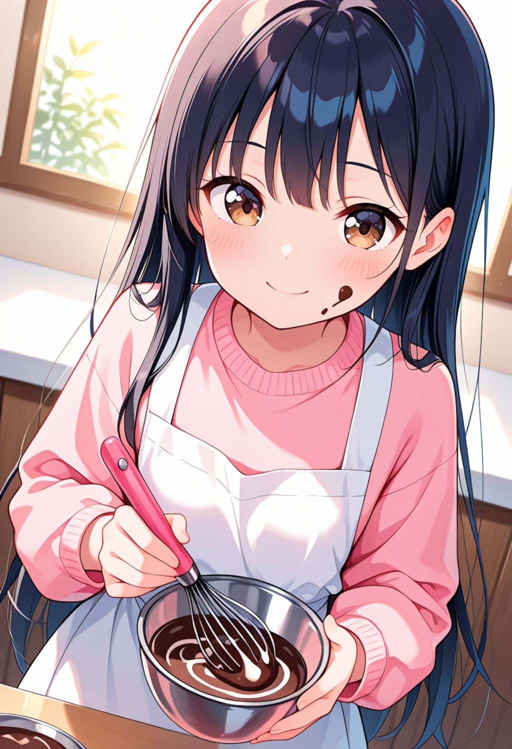 チョコ作る黒髪ちゃん