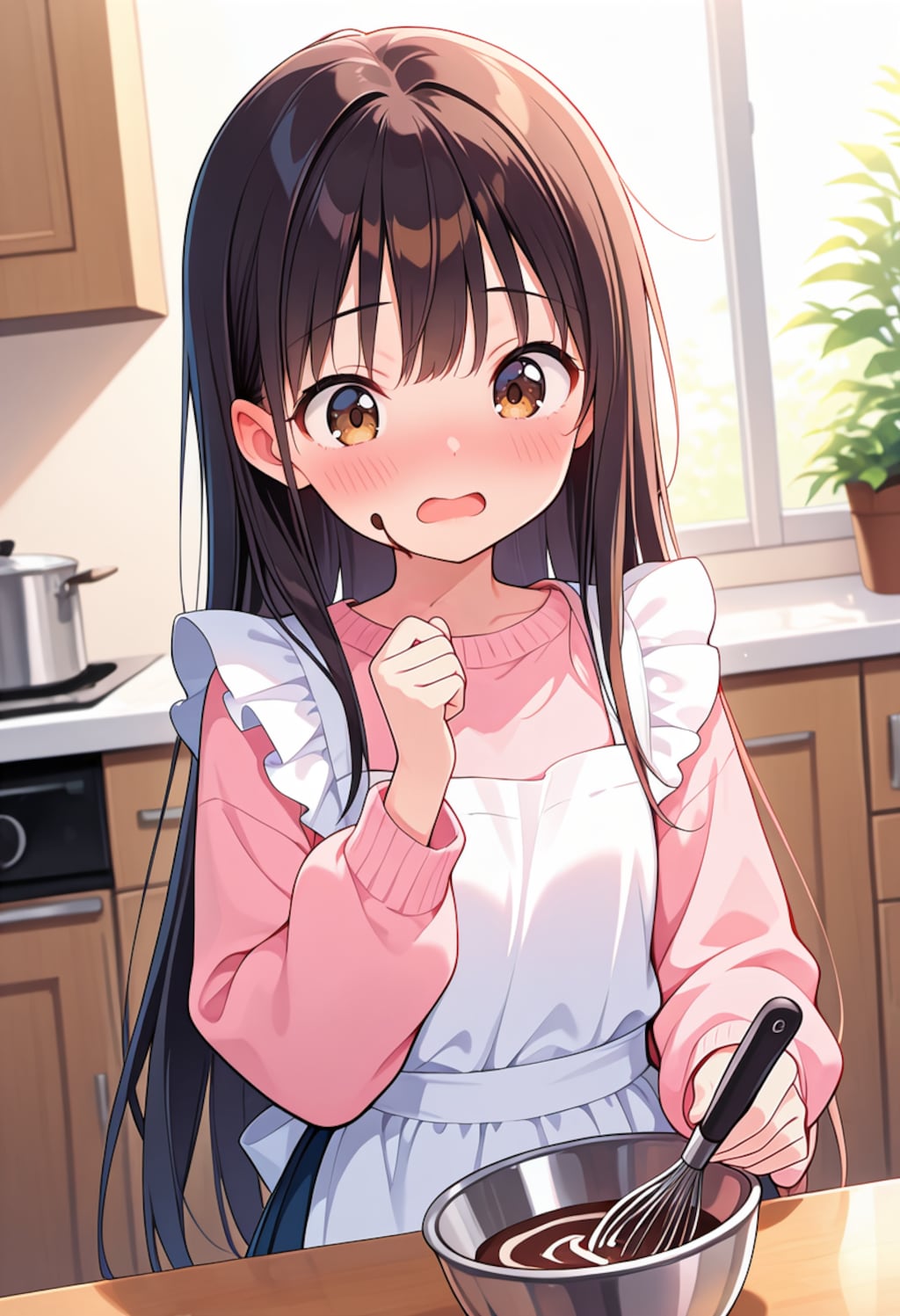 チョコ作る黒髪ちゃん