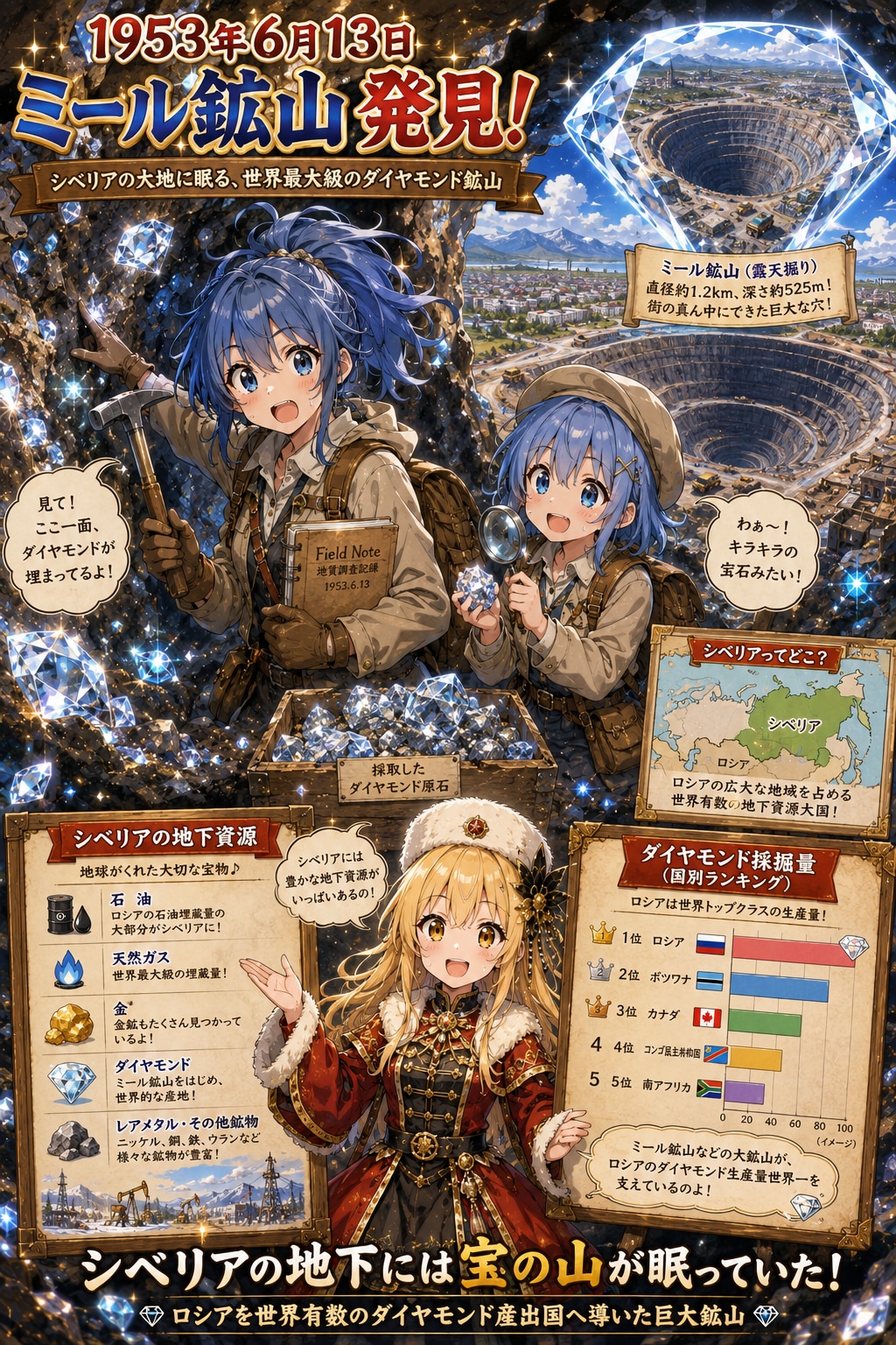 6月13日はダイヤモンド鉱山がシベリアで発見された日