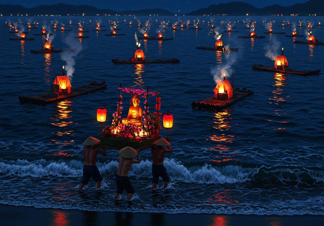 海の灯籠流し | の人気AIイラスト・グラビア