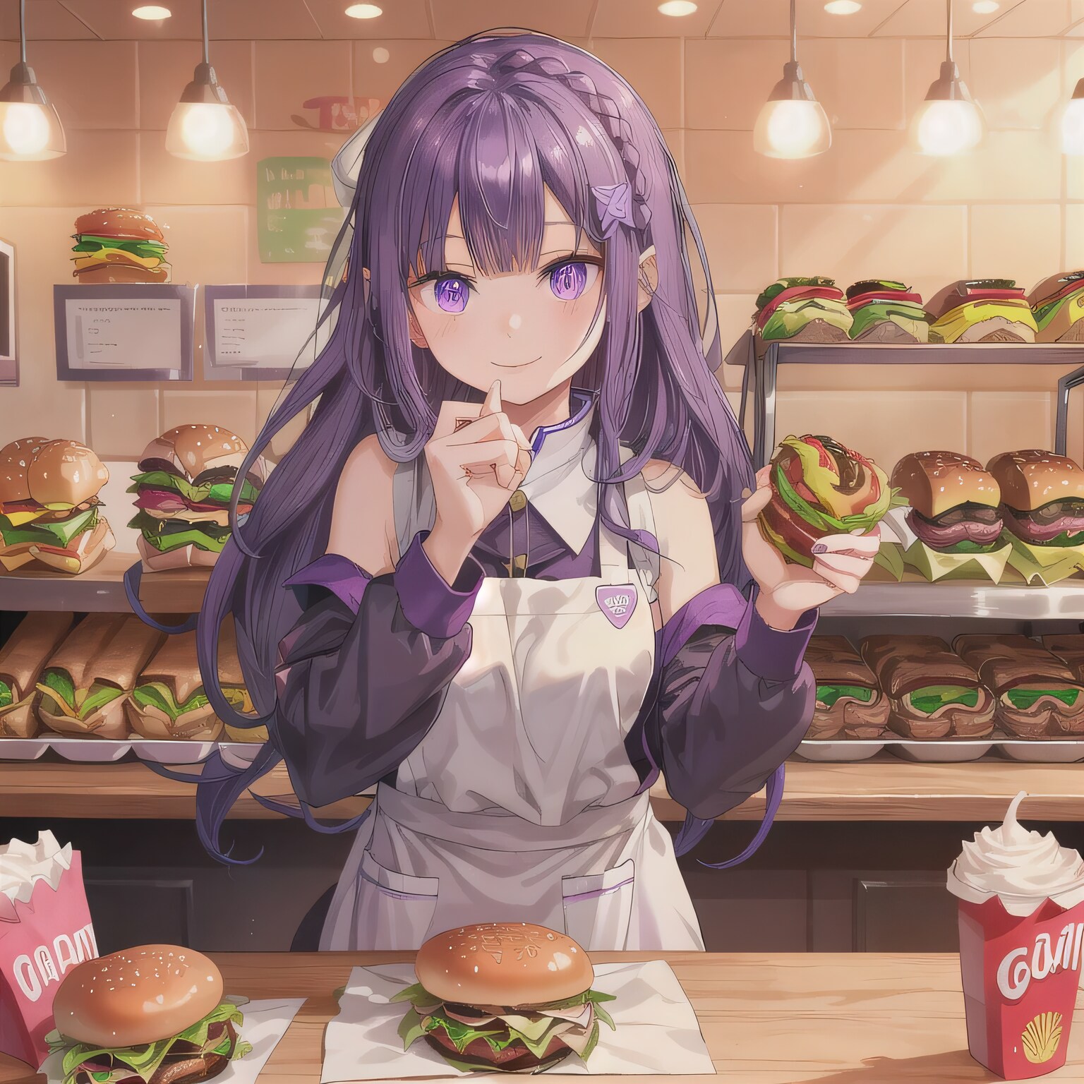 紫髪ロングでクルーの少女５ | の人気AIイラスト・グラビア