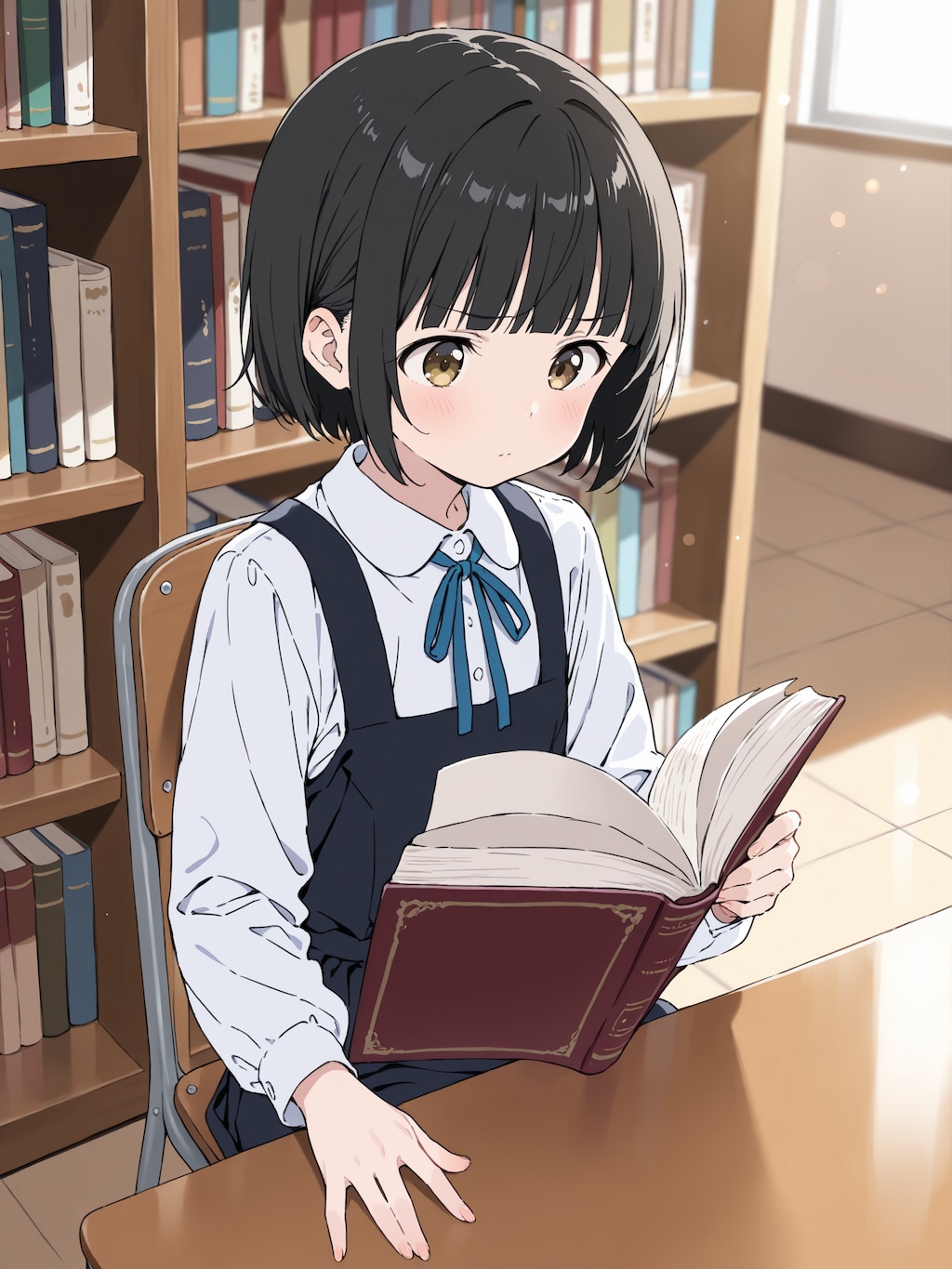 図書館で読書