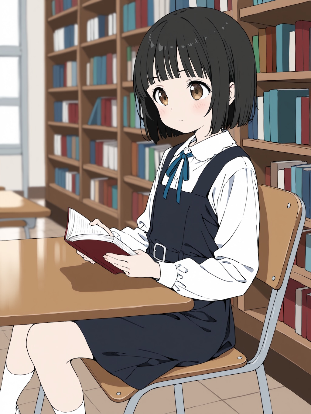 図書館で読書