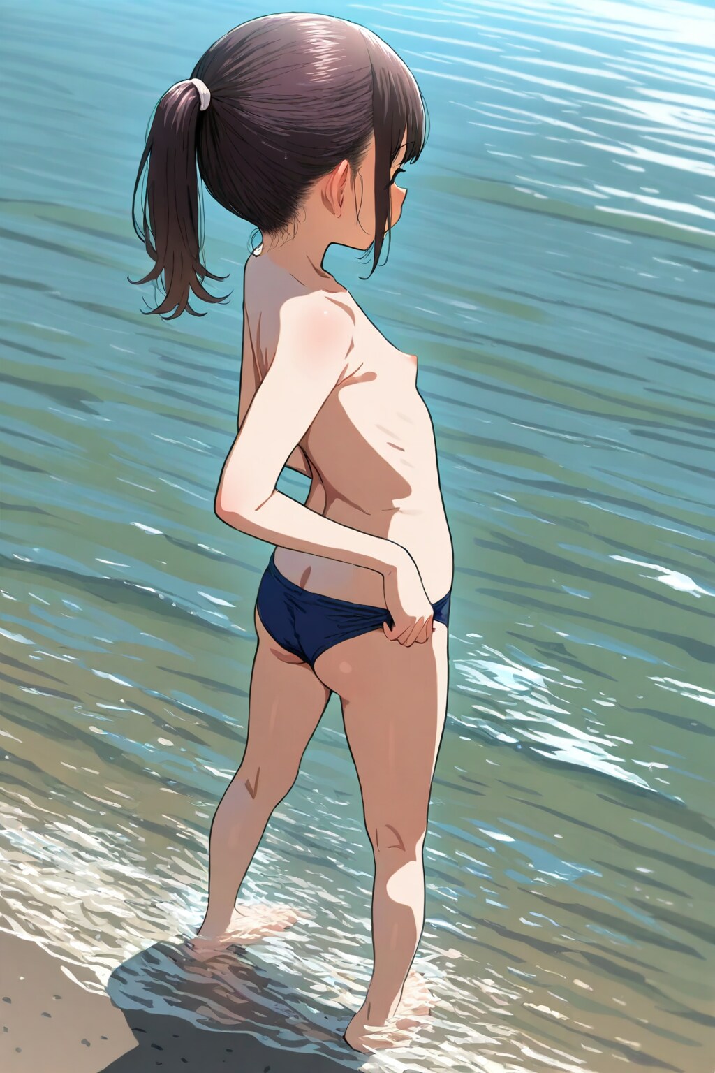 ポニテロリっ娘の男水着チャレンジ
