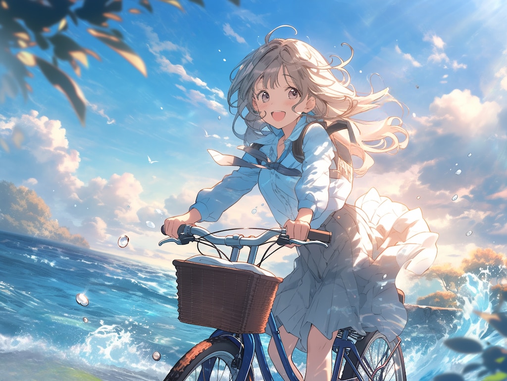 自転車で海に来た