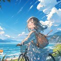 自転車で海に来た 3枚目