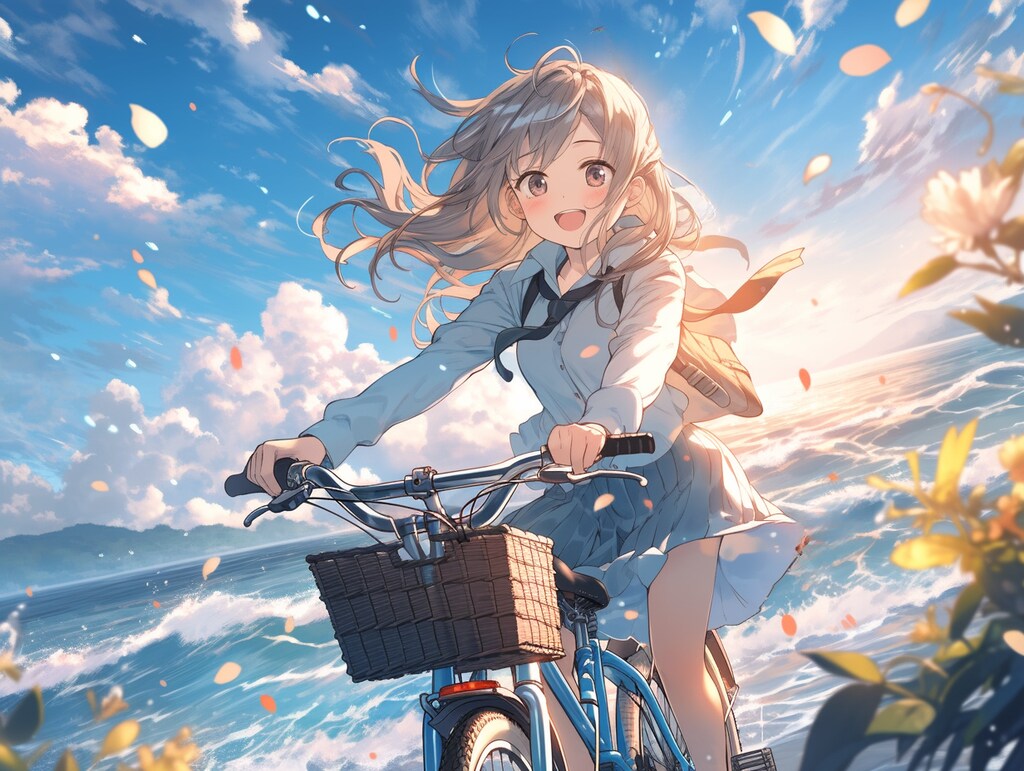 自転車で海に来た