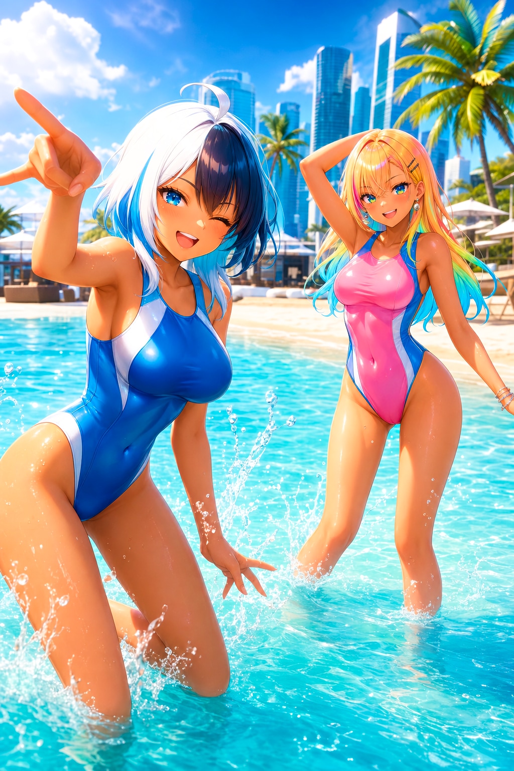 競泳ギャルと海デート♡