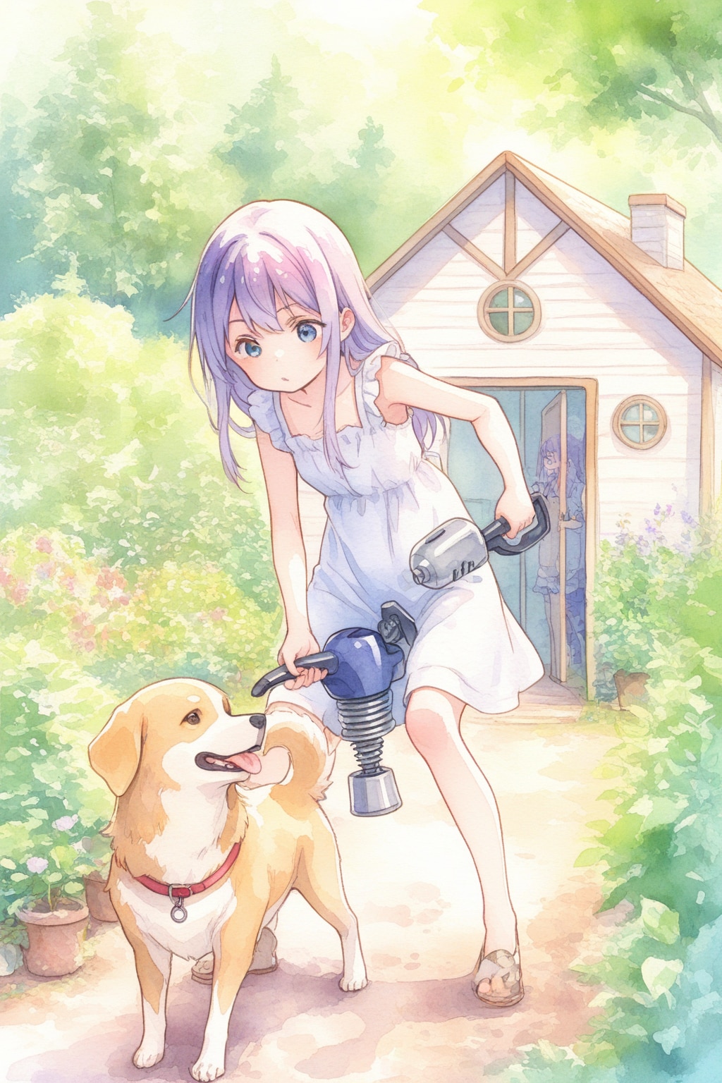 紫髪ちゃんと犬 | の人気AIイラスト・グラビア